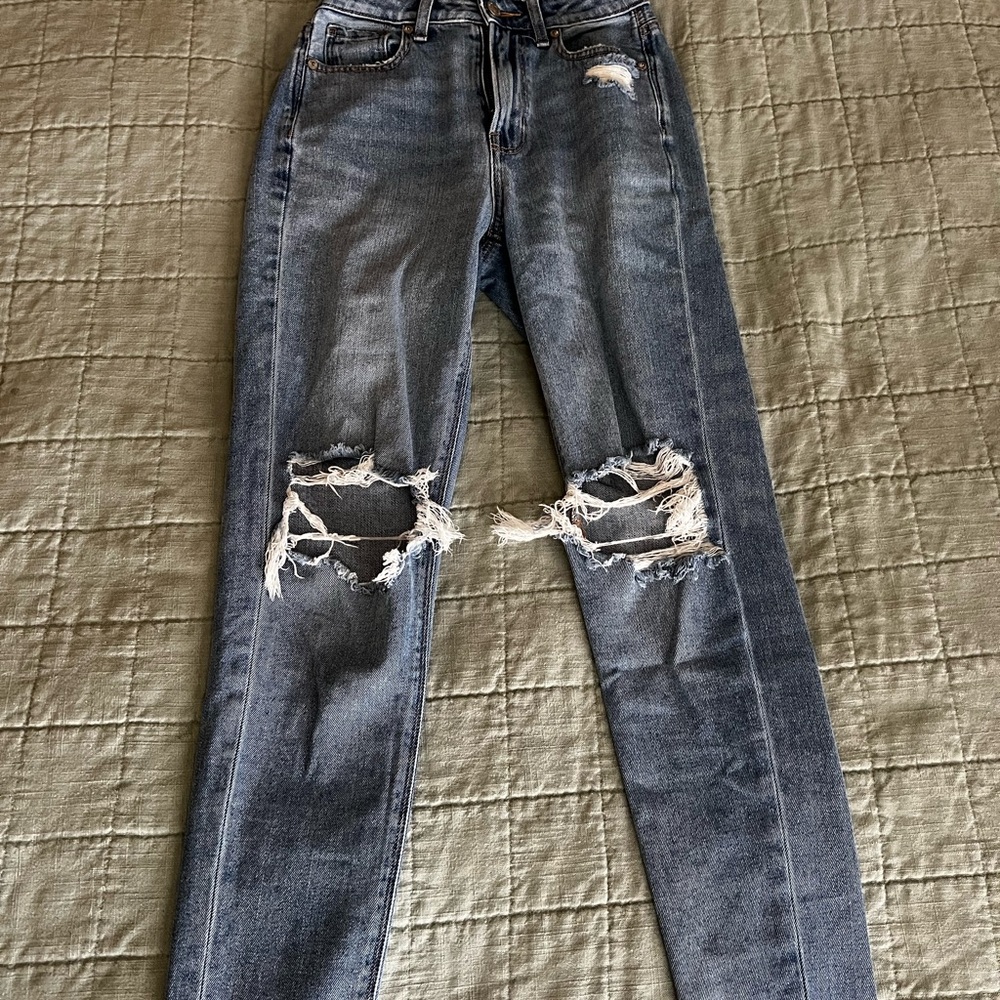 Distressed Blue Jeans